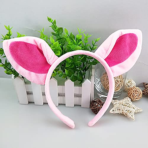 YAXAMING 4 Pcs Halloween Pig Ears Headband Nose Bow Tie Tail Pink Pig Hair Hoops Bands Bowtie Animal Headpiece Hairband Women Christmas Holiday Festival Cosplay Dress Up Birthday Party Accessories - Image 5