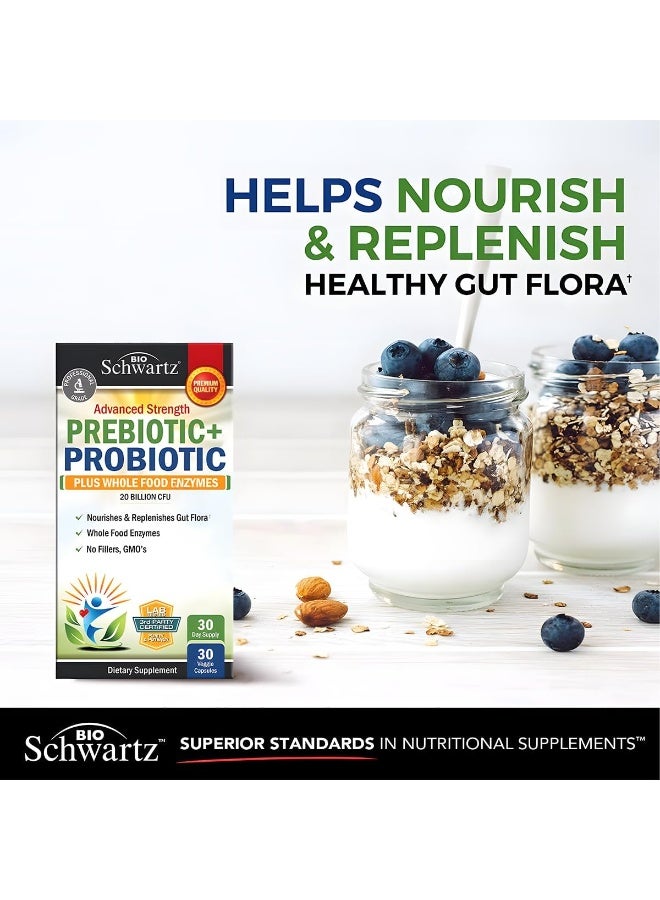 BioSchwartz, Advanced Strength, Prebiotic+Probiotic, 20 Billion CFU, 30 Veggie Capsules - Image 4