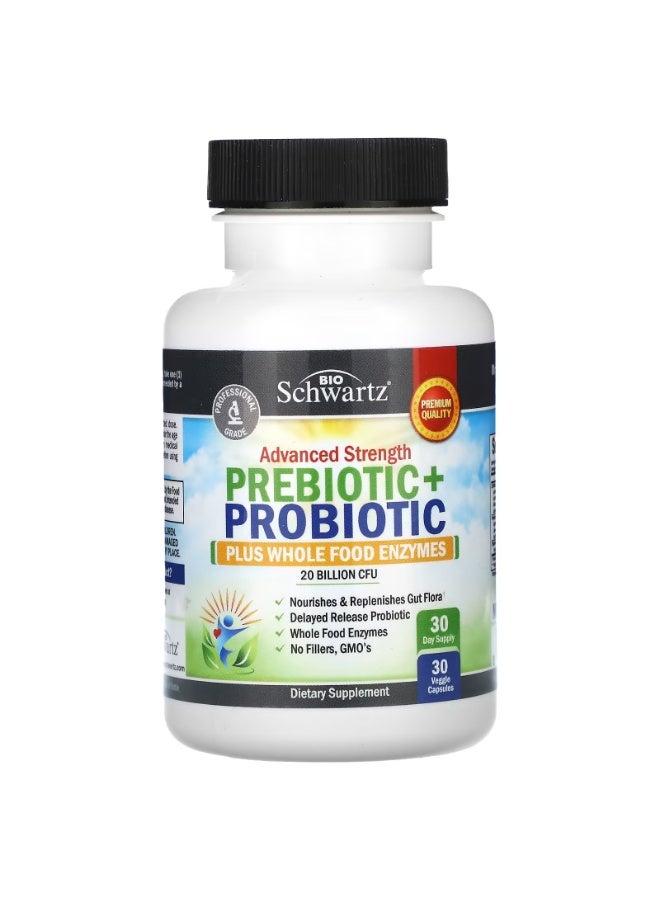 BioSchwartz, Advanced Strength, Prebiotic+Probiotic, 20 Billion CFU, 30 Veggie Capsules - Image 2