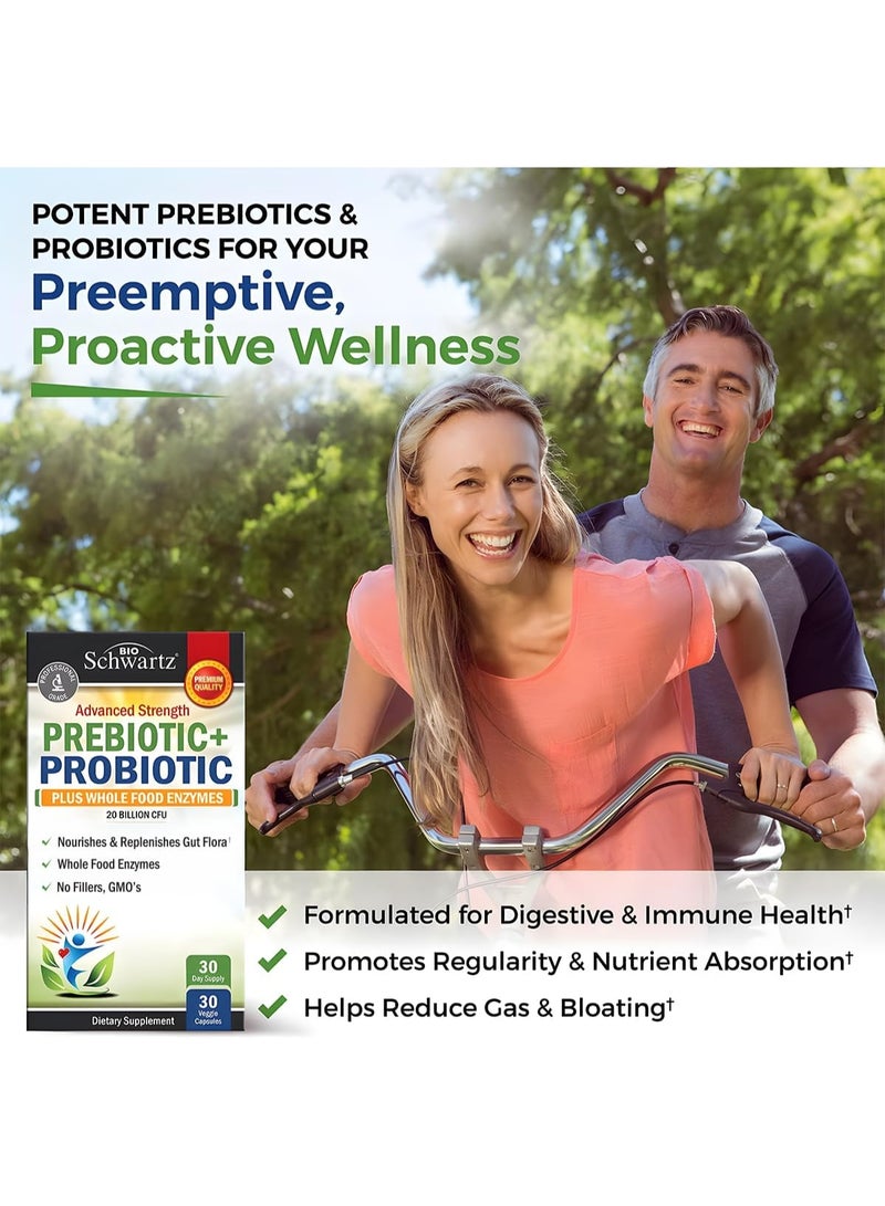 BioSchwartz, Advanced Strength, Prebiotic+Probiotic, 20 Billion CFU, 30 Veggie Capsules - Image 5