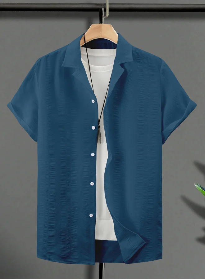 Take Two Men Blue Short Sleeve Button-Down Shirt