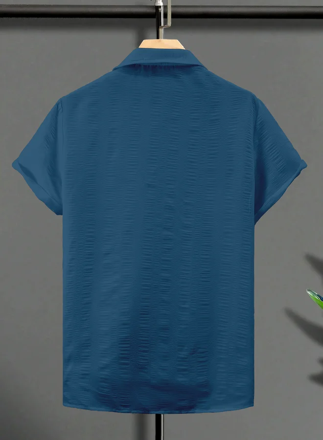 Take Two Men Blue Short Sleeve Button-Down Shirt