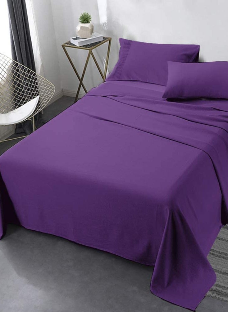 4-piece microfiber sheet set, 180 cm, dark purple