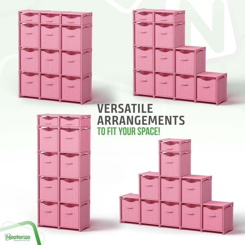 NEATERIZE Cube Storage Organizer with Storage Bins Included - The Perfect Closet Organizers and Storage Solution. Includes 12 Storage Cubes, Great For Toy Storage, Closet Storage, Clothes Storage (Pink) - Image 5