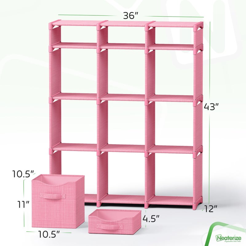 NEATERIZE Cube Storage Organizer with Storage Bins Included - The Perfect Closet Organizers and Storage Solution. Includes 12 Storage Cubes, Great For Toy Storage, Closet Storage, Clothes Storage (Pink) - Image 2
