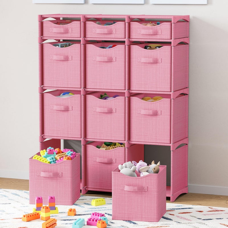 NEATERIZE Cube Storage Organizer with Storage Bins Included - The Perfect Closet Organizers and Storage Solution. Includes 12 Storage Cubes, Great For Toy Storage, Closet Storage, Clothes Storage (Pink) - Image 3
