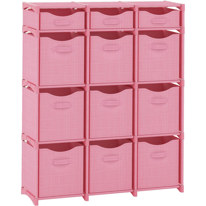 NEATERIZE Cube Storage Organizer with Storage Bins Included - The Perfect Closet Organizers and Storage Solution. Includes 12 Storage Cubes, Great For Toy Storage, Closet Storage, Clothes Storage (Pink) - Image 1