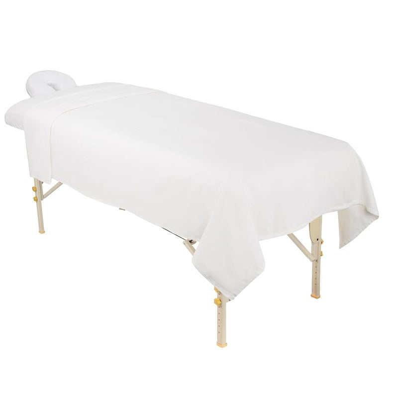 ForPro Professional Collection ForPro Premium Flannel 3-Piece Massage Sheet Set, White, for Massage Tables, Includes Massage Flat Sheet, Massage Fitted Sheet, and Massage Fitted Face Rest Cover - Image 3