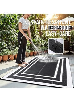 Arabest 6x9ft Black & White Waterproof Reversible Straw Rug - Indoor Outdoor Carpet for Patio, Camping, Balcony, Deck - Clearance RV Mat  - Image 3