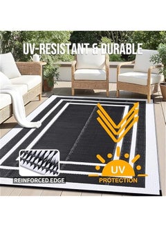 Arabest 6x9ft Black & White Waterproof Reversible Straw Rug - Indoor Outdoor Carpet for Patio, Camping, Balcony, Deck - Clearance RV Mat  - Image 4