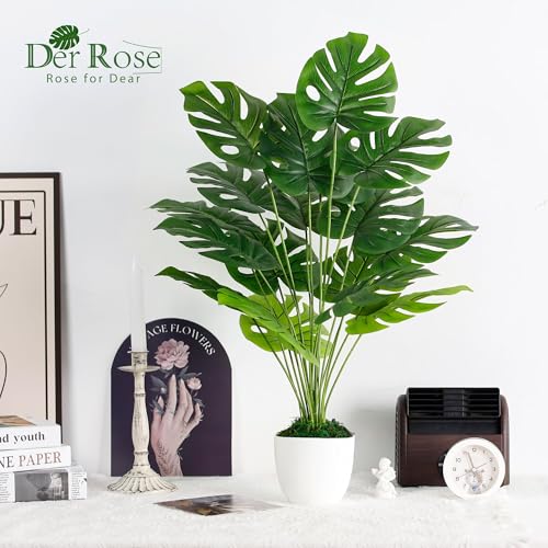 Der Rose 28 Fake Plants Large Artificial Monstera Faux Potted Plants Indoor Tall Tree for Living Room Decor - Image 3