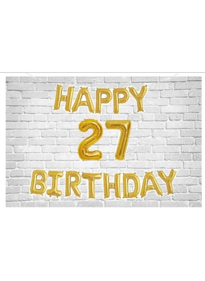 Balloonistics Balloonistics Happy Birthday Letter Golden Foil Balloons and Number Golden Foil Balloon for Party Decoration (Number 27)  - Image 1