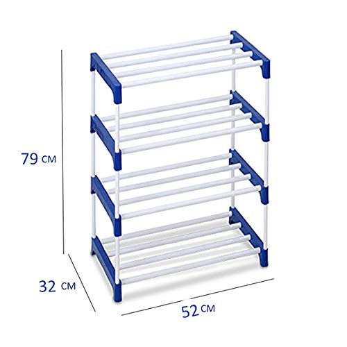 Ebee 8 Pair Plastic Shoe Stand (Blue, 4 Shelves) - Image 3