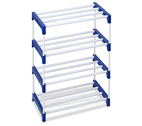 Ebee 8 Pair Plastic Shoe Stand (Blue, 4 Shelves) - Image 1