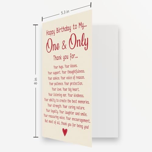 OJsensai Funny Birthday Card for Husband Wife, Romantic Birthday Gift Card for Women Men, Happy Birthday to My One & Only - Image 2