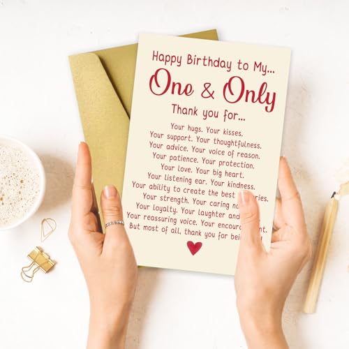 OJsensai Funny Birthday Card for Husband Wife, Romantic Birthday Gift Card for Women Men, Happy Birthday to My One & Only - Image 4