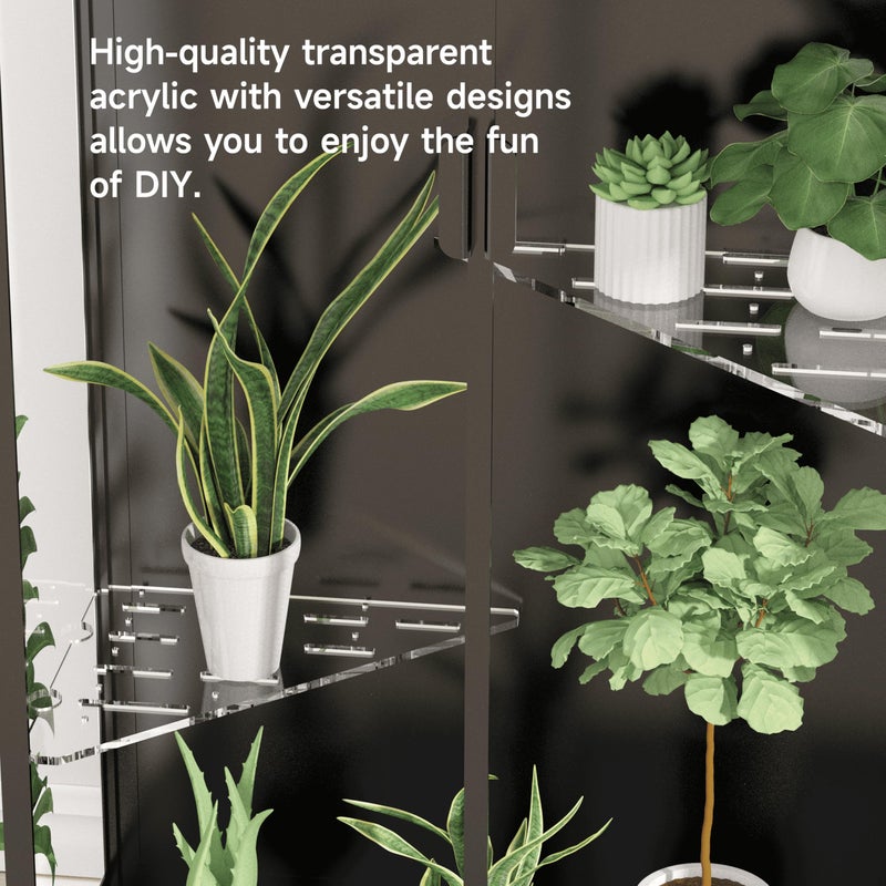 LUVCOSY Acrylic Shelf Compatible with Rudsta Tall & Wide Cabinet - 8mm Thick, Clear Acrylic Shelf Fit for Rudsta Glass Cabinet, Greenhouse Accessories - Triangular, 2 Pack - Image 3