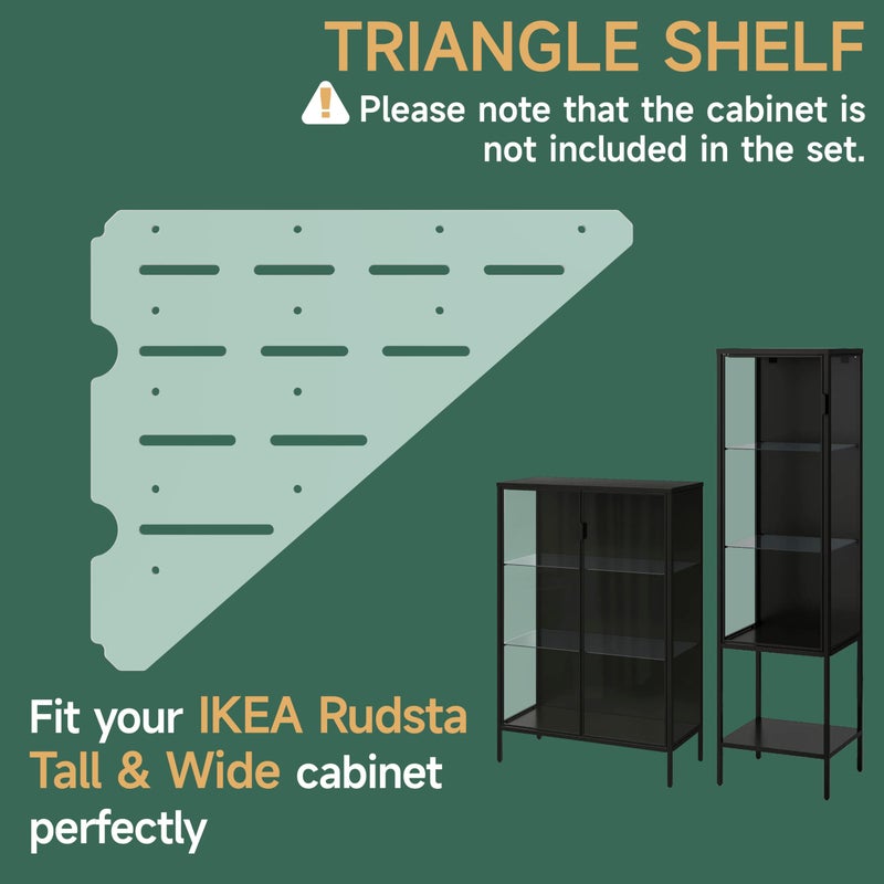 LUVCOSY Acrylic Shelf Compatible with Rudsta Tall & Wide Cabinet - 8mm Thick, Clear Acrylic Shelf Fit for Rudsta Glass Cabinet, Greenhouse Accessories - Triangular, 2 Pack - Image 2