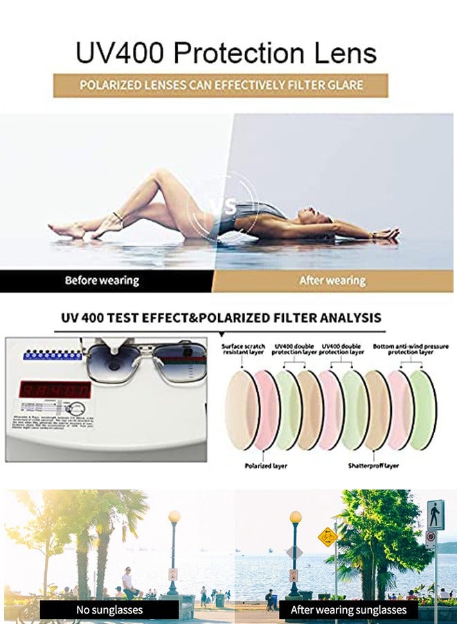 AZorb Aviator Sunglasses Women Men Square Metal Frame for UV Protection Sun Glassess Gradient Lens Men's Ladies Sunglass Trendy Eye Glasses Retro Shades Black - Image 2