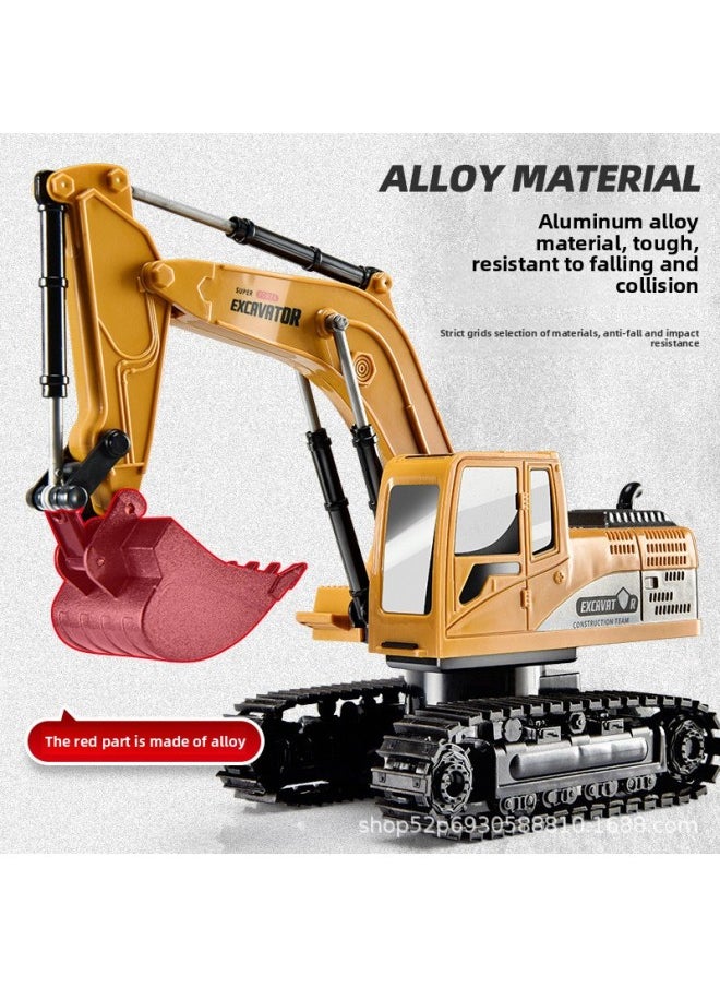Wen Zhuangyuan Alloy Children's Remote Control Excavator Toy Car Boy Simulation Electric Digging Excavator Engineering Vehicle-Color:6-way Remote Control Excavator [silver] Mail Order Box-Proportion:battery Life [3 Batteries Remote Control Battery]]  - Image 3