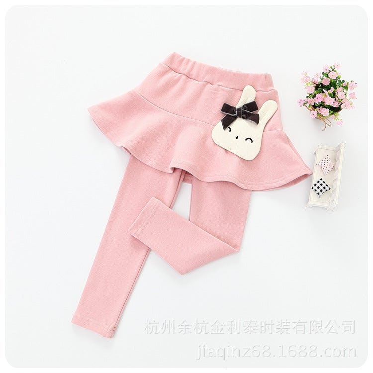 [Multiple Types of Culottes for Options] Spring 2025 Girls Pure Cotton Bottoming Culottes Pure Cotton Pure Color Super Soft Fake Two-Piece Skirt - Image 1