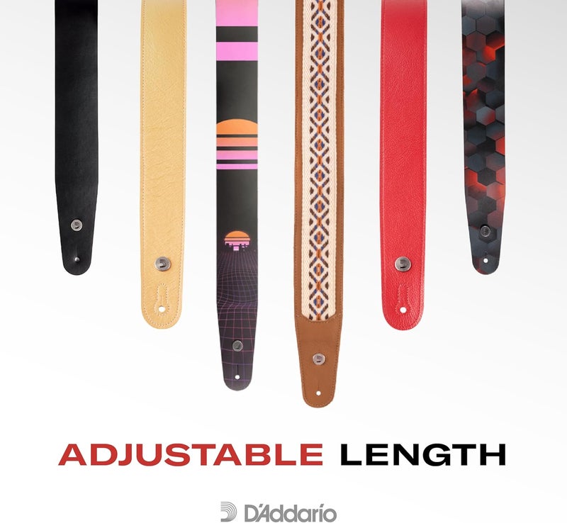 D'Addario Basic Classic Leather Guitar Strap - Brown - Image 5