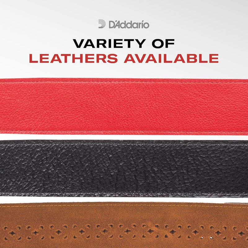 D'Addario Basic Classic Leather Guitar Strap - Brown - Image 4