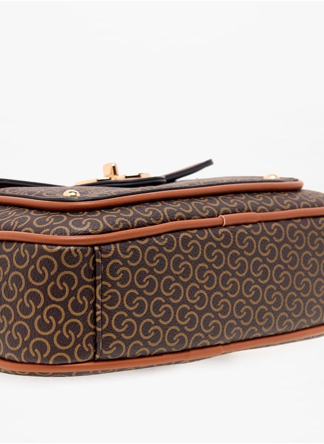 Celeste Women Monogram Print Crossbody Bag with Adjustable Strap and Zip Closure  - Image 5