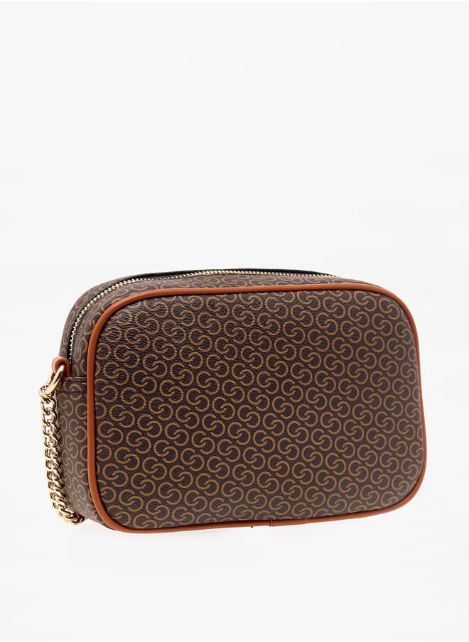 Celeste Women Monogram Print Crossbody Bag with Adjustable Strap and Zip Closure  - Image 3