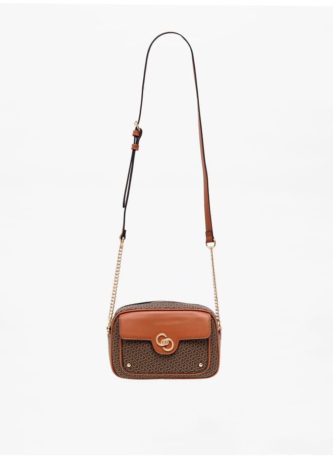 Celeste Women Monogram Print Crossbody Bag with Adjustable Strap and Zip Closure  - Image 2