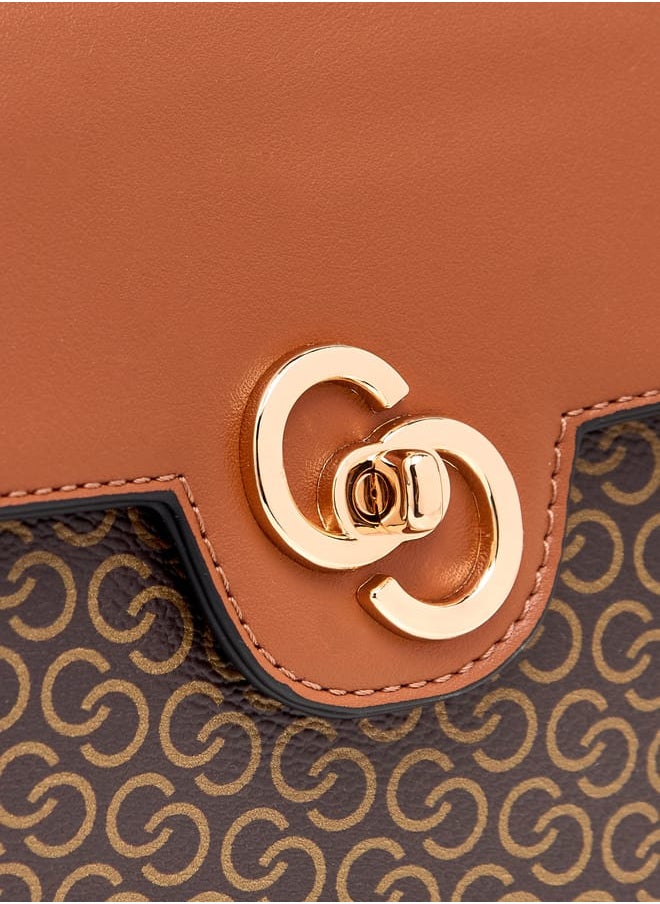 Celeste Women Monogram Print Crossbody Bag with Adjustable Strap and Zip Closure  - Image 4