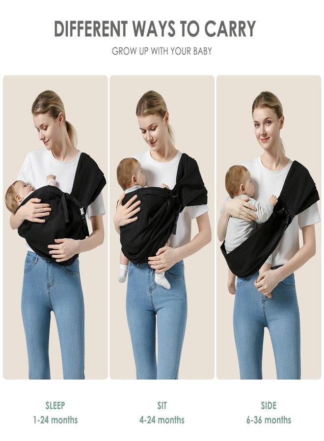 MISSWISDOM Baby Sling Carrier, Toddler Sling Carrier with Wide Shoulder Strap, Lightweight Baby Carriers Newborn to Toddler Infant Wrap Carriers Perfect for Mom and Dad, 7-30lbs, Black - Image 3