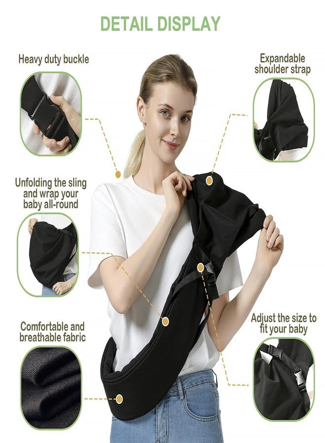 MISSWISDOM Baby Sling Carrier, Toddler Sling Carrier with Wide Shoulder Strap, Lightweight Baby Carriers Newborn to Toddler Infant Wrap Carriers Perfect for Mom and Dad, 7-30lbs, Black - Image 4