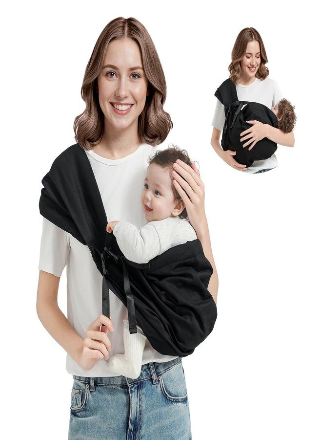 MISSWISDOM Baby Sling Carrier, Toddler Sling Carrier with Wide Shoulder Strap, Lightweight Baby Carriers Newborn to Toddler Infant Wrap Carriers Perfect for Mom and Dad, 7-30lbs, Black - Image 1