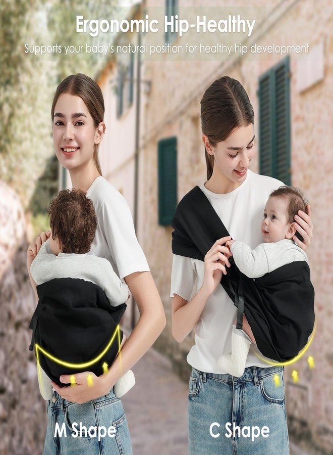 MISSWISDOM Baby Sling Carrier, Toddler Sling Carrier with Wide Shoulder Strap, Lightweight Baby Carriers Newborn to Toddler Infant Wrap Carriers Perfect for Mom and Dad, 7-30lbs, Black - Image 5