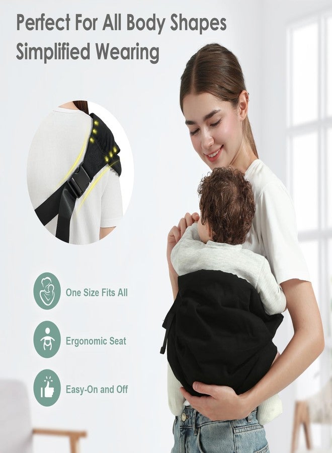 MISSWISDOM Baby Sling Carrier, Toddler Sling Carrier with Wide Shoulder Strap, Lightweight Baby Carriers Newborn to Toddler Infant Wrap Carriers Perfect for Mom and Dad, 7-30lbs, Black - Image 2