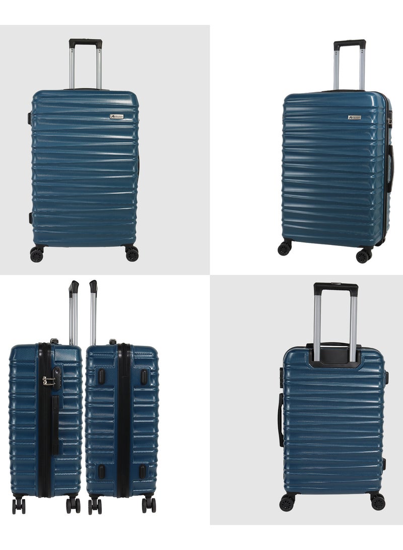 Aklsvion Hardside Spinner Luggage Trolley Set 20/24/28 Inch Hard Case Luggage Trolley for Unisex ABS Lightweight Travel Bag 4 Double Wheeled Suitcase with Code Lock Blue - Image 2