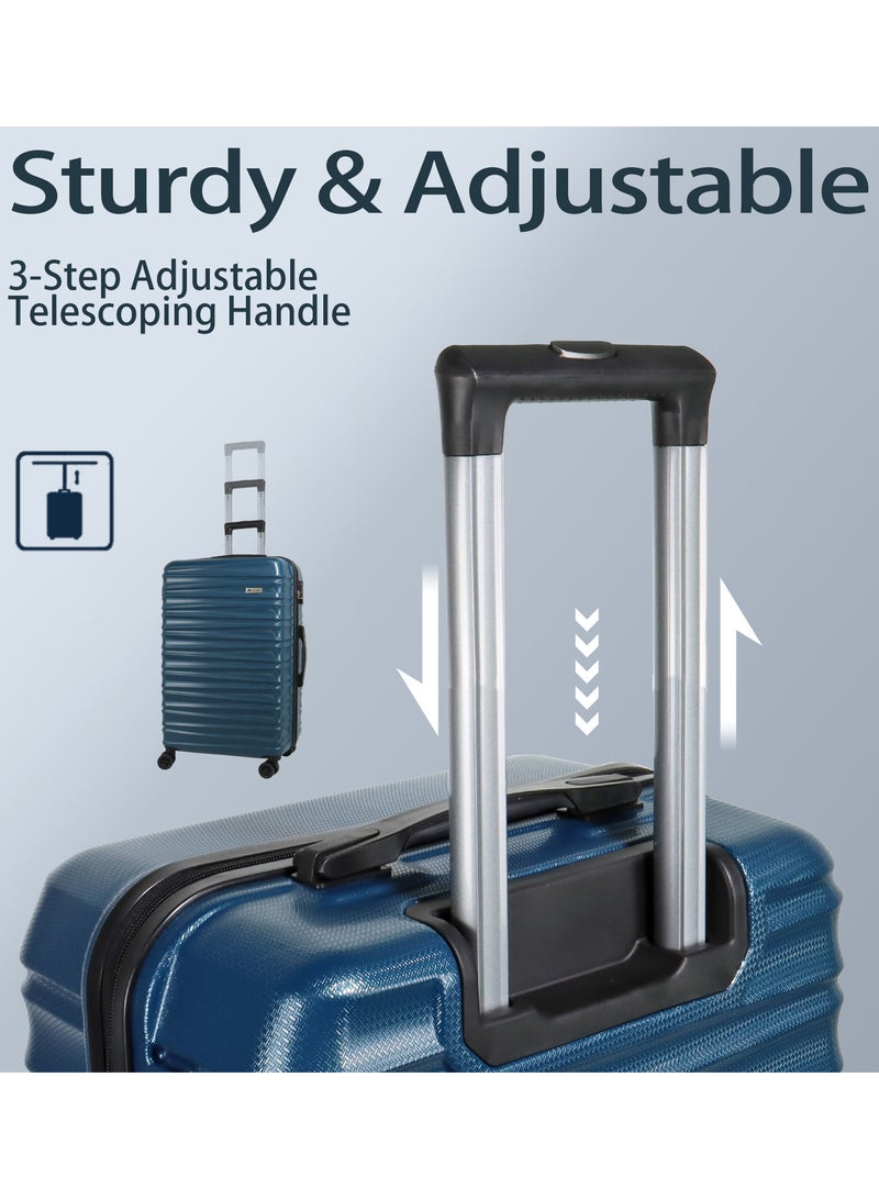 Aklsvion Hardside Spinner Luggage Trolley Set 20/24/28 Inch Hard Case Luggage Trolley for Unisex ABS Lightweight Travel Bag 4 Double Wheeled Suitcase with Code Lock Blue - Image 5