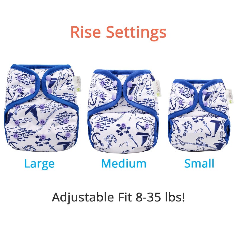 أوسوكوزي One Size Cloth Diaper Covers - Adjustable Snap Fit  Double Leg Gussets for Baby Boys  Girls from 8-35 Pounds. Use with Prefold, Flat or Fitted Cloth Diapers or Snap-in Inserts. - Image 2