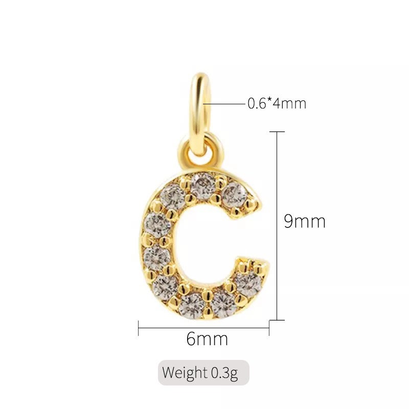 Exquisite simple micro inlaid zircon English 26 letter pendant necklace women 14k gold color pendant diy jewelry accessories H-10310（C）
