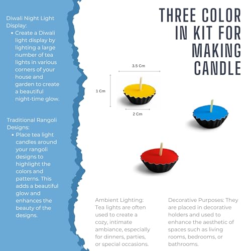 R Wellness® Candle Making Kit – Complete Set with 500g Soy Wax, 50 Wicks, 3 Pigment Colors, and Flower-Shaped Small T-Light Metal Container 50 - Image 4