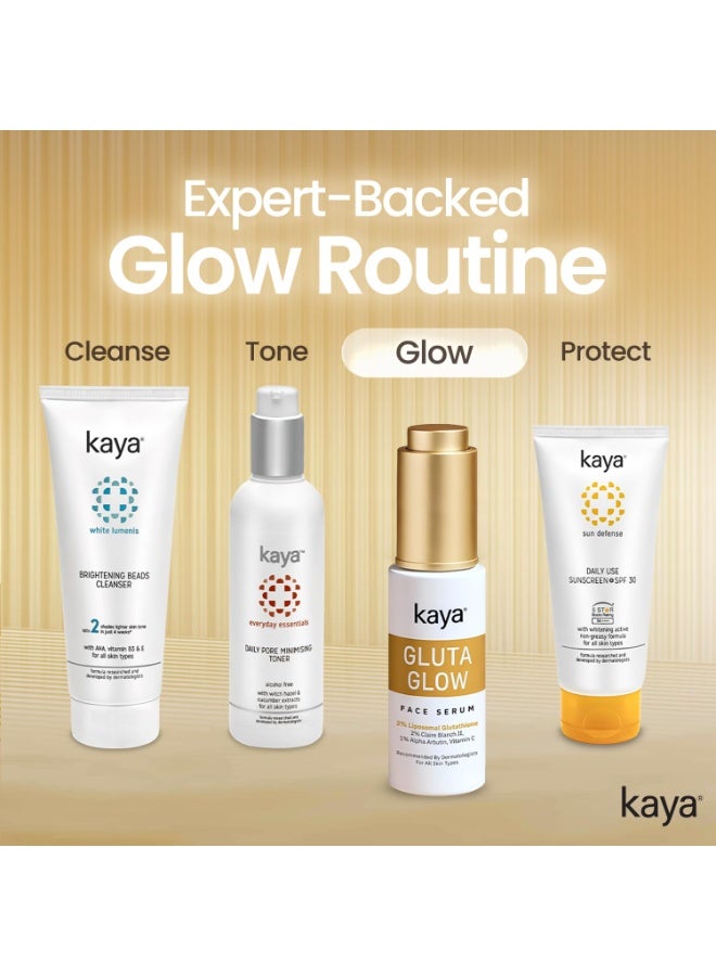 Kaya Gluta Glow Face Serum | Liposomal Glutathione, Niacinamide, Alpha Arbutin | Dermatologist-Developed | 22 Years Expertise | Brightening, Pigmentation, UV Damage Repair | 30ml - Image 3