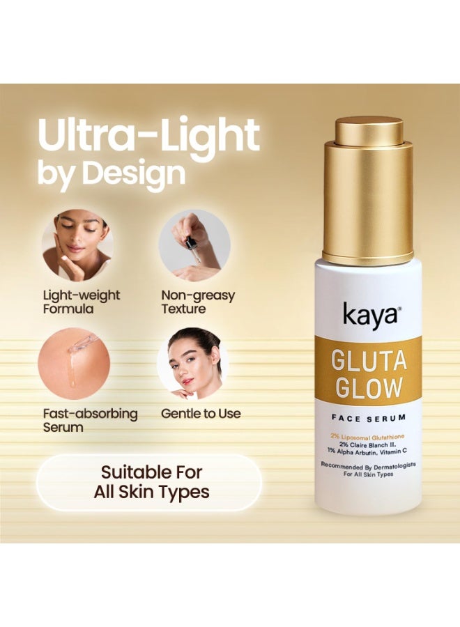 Kaya Gluta Glow Face Serum | Liposomal Glutathione, Niacinamide, Alpha Arbutin | Dermatologist-Developed | 22 Years Expertise | Brightening, Pigmentation, UV Damage Repair | 30ml - Image 5