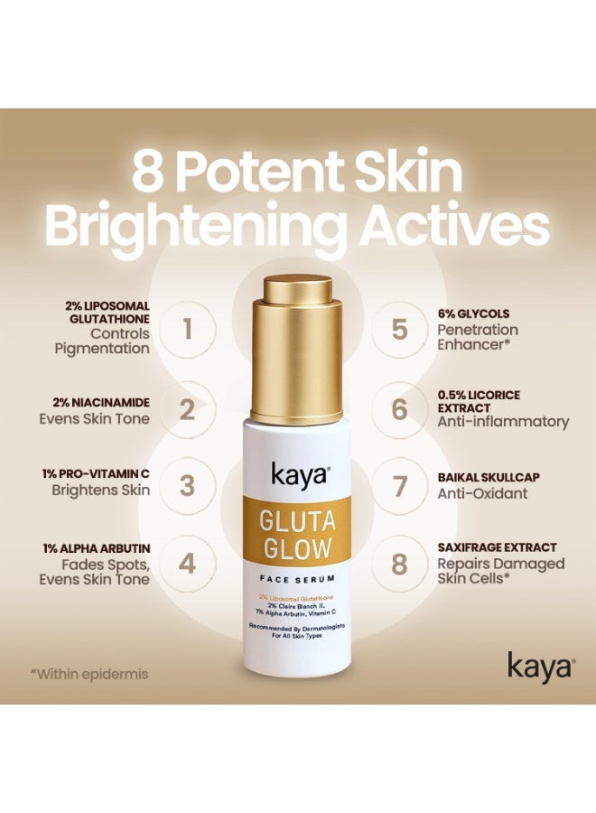 Kaya Gluta Glow Face Serum | Liposomal Glutathione, Niacinamide, Alpha Arbutin | Dermatologist-Developed | 22 Years Expertise | Brightening, Pigmentation, UV Damage Repair | 30ml - Image 4