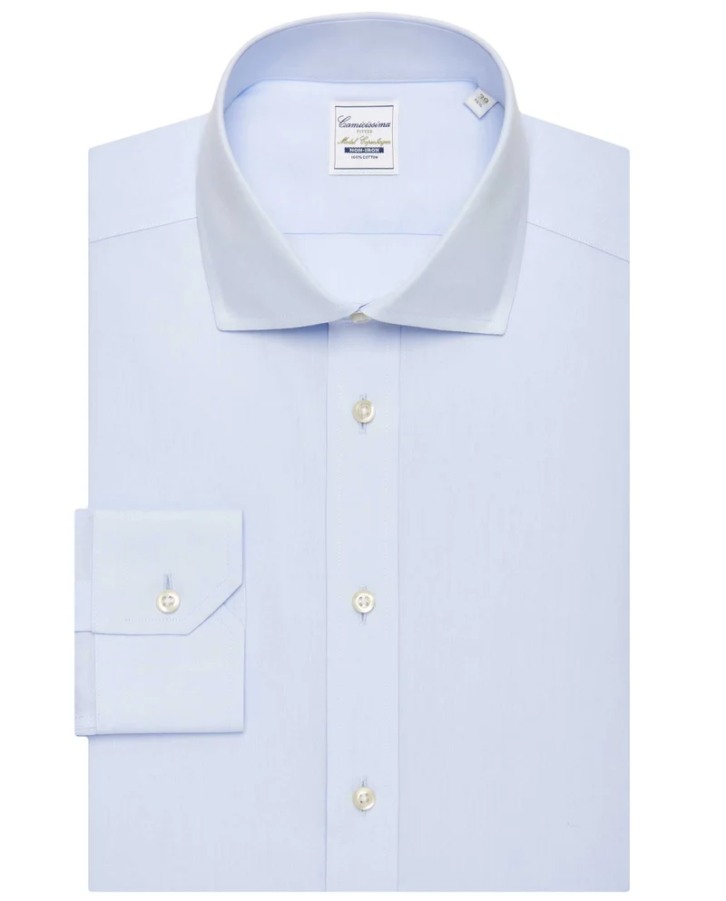 كاميتشسما قميص مقاوم للتجاعيد كوبنهاجن بقصّة على شكل الجسم بلون أزرق