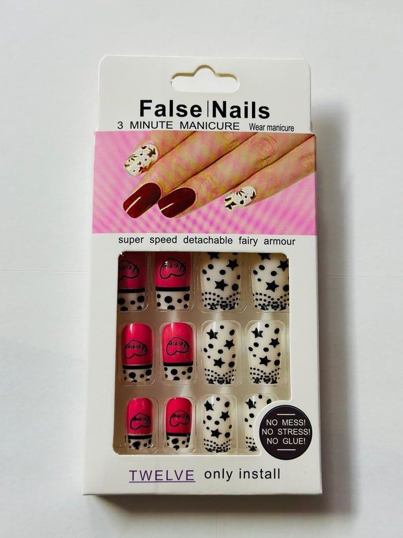 click2shop click2shop 12 PCS Reusable Stickon False Artificial Nails Set with Adhesive Stickers Lightweight Long Lasting Easy to Apply Perfect for Special Occasions - Image 2