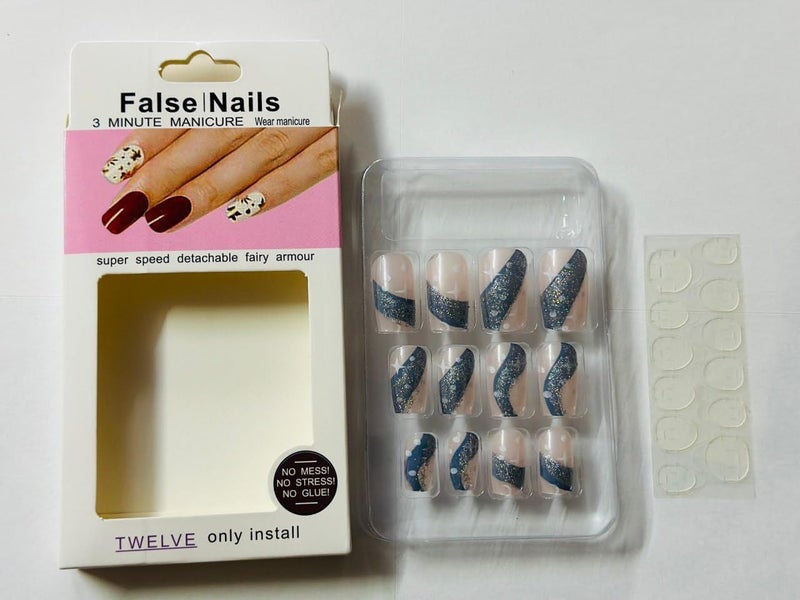 click2shop click2shop 12 PCS Reusable Stickon False Artificial Nails Set with Adhesive Stickers Lightweight Long Lasting Easy to Apply Perfect for Special Occasions - Image 4