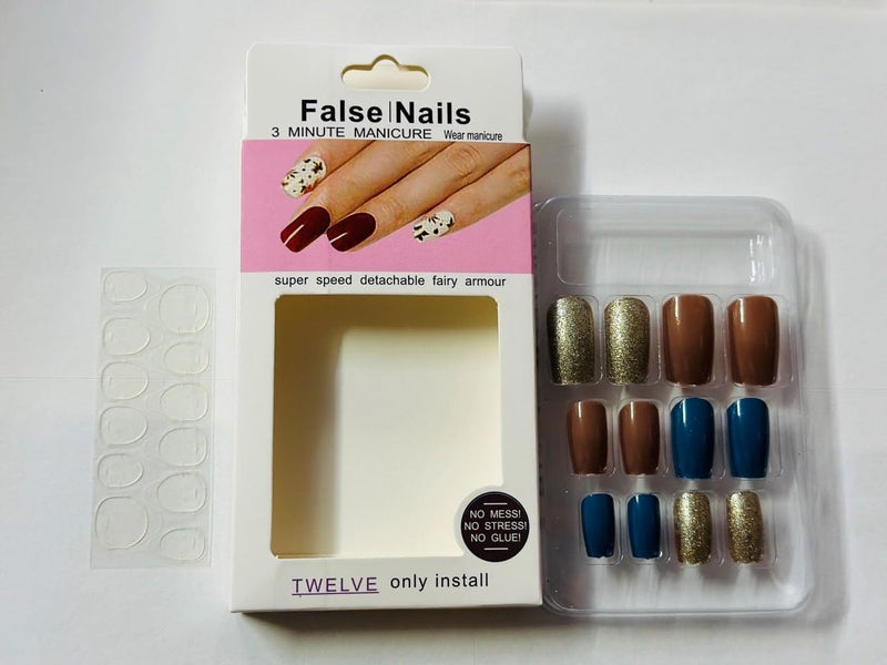 click2shop click2shop 12 PCS Reusable Stickon False Artificial Nails Set with Adhesive Stickers Lightweight Long Lasting Easy to Apply Perfect for Special Occasions - Image 3