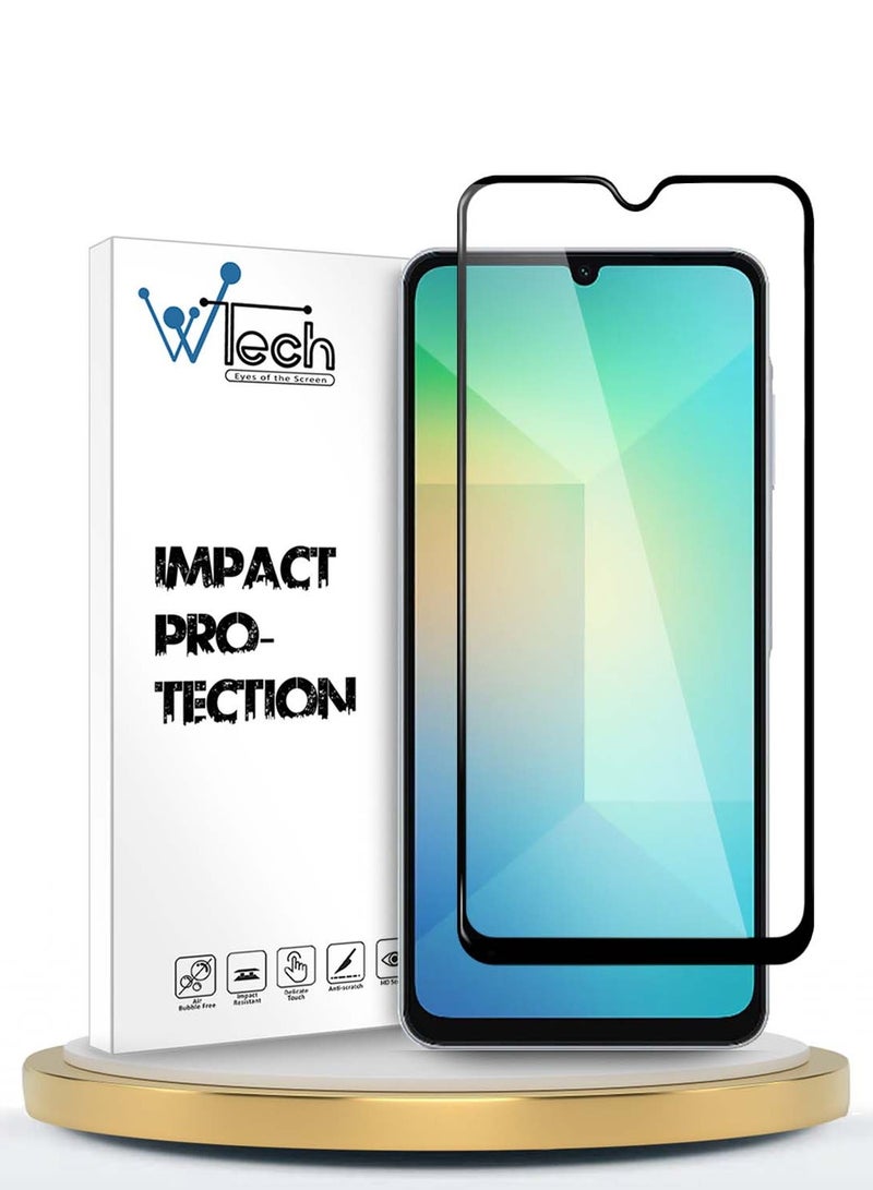 دبليو تيك واقي شاشة من الزجاج المقوى بغطاء كامل من سلسلة Samsung Galaxy A07 4G 2025 / Samsung Galaxy A06 4G 2024 Premium E2E - شفاف/أسود - Image 1