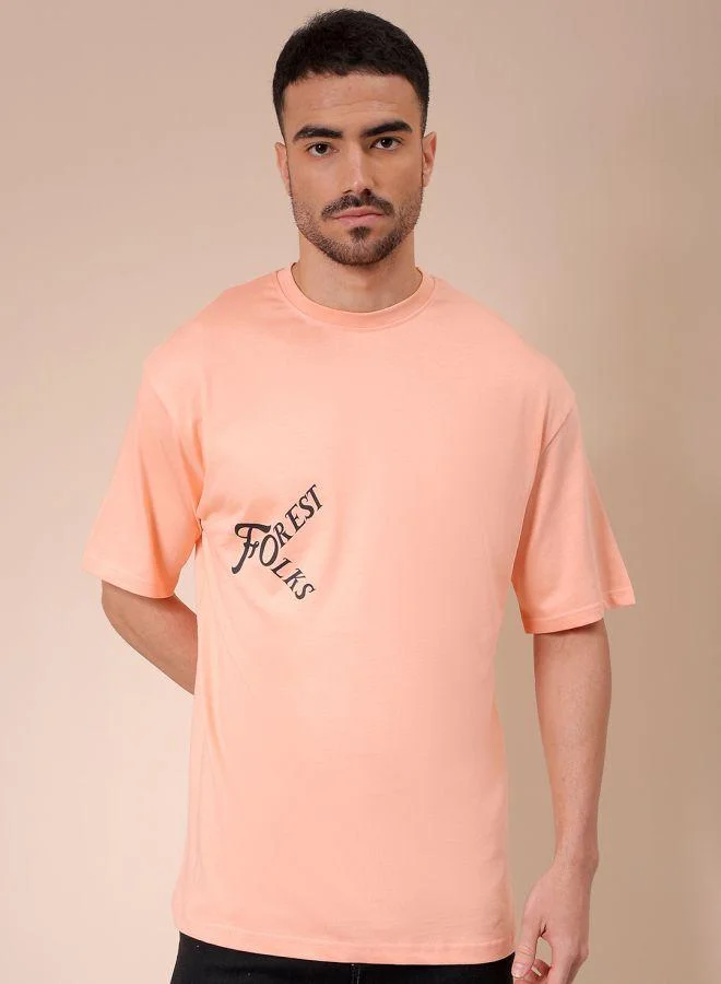 The Indian Garage Co Men Boxy Oversized Graphic Back Printed Round Neck Tshirt
